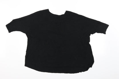 Back view of ELOGY women’s black basic t-shirt, size XS
