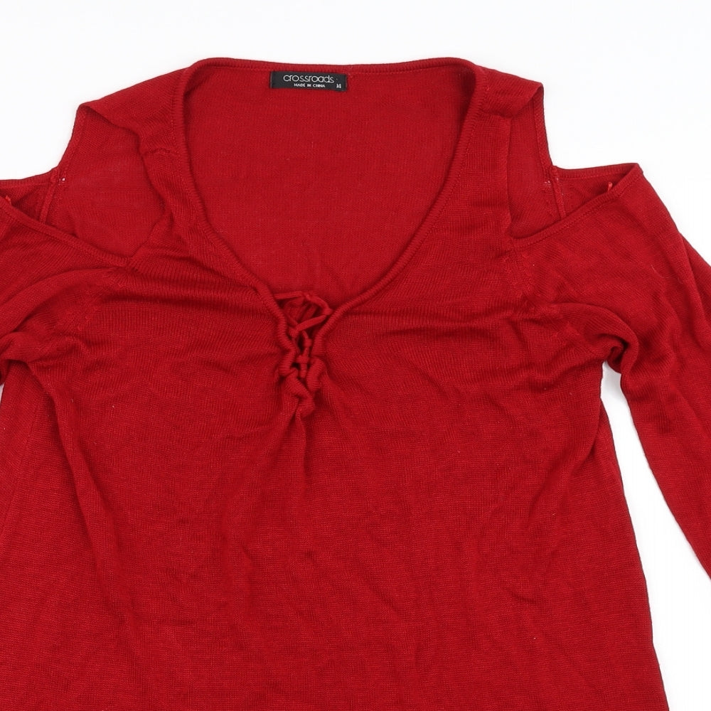 Crossroads Womens Red   Pullover Jumper Size 14