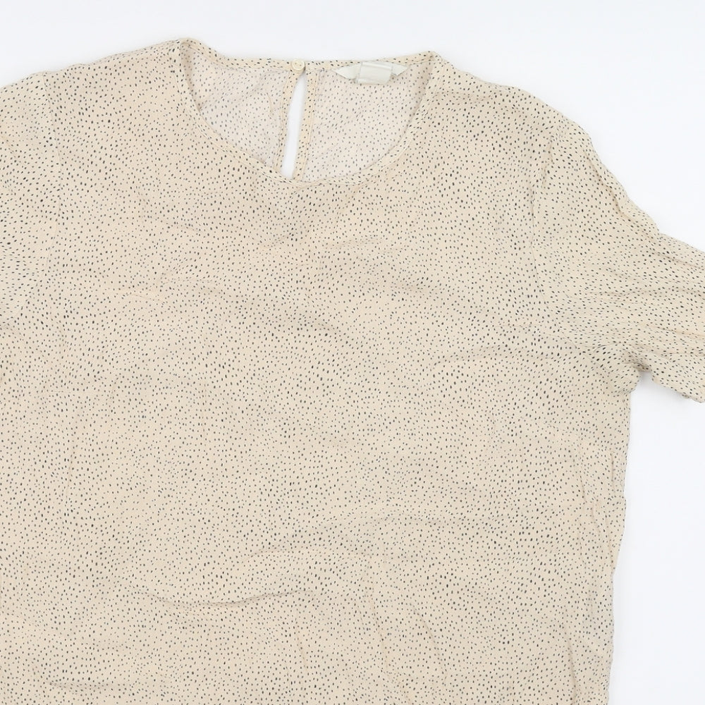 H&M Womens Ivory Polka Dot  Basic Blouse Size 12
