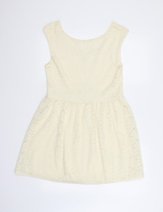 River Island Womens Ivory Geometric  Fit & Flare  Size 12