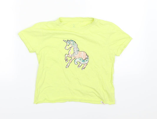 NEXT Girls Yellow  Jersey Basic T-Shirt Size 6 Years  - unicorn