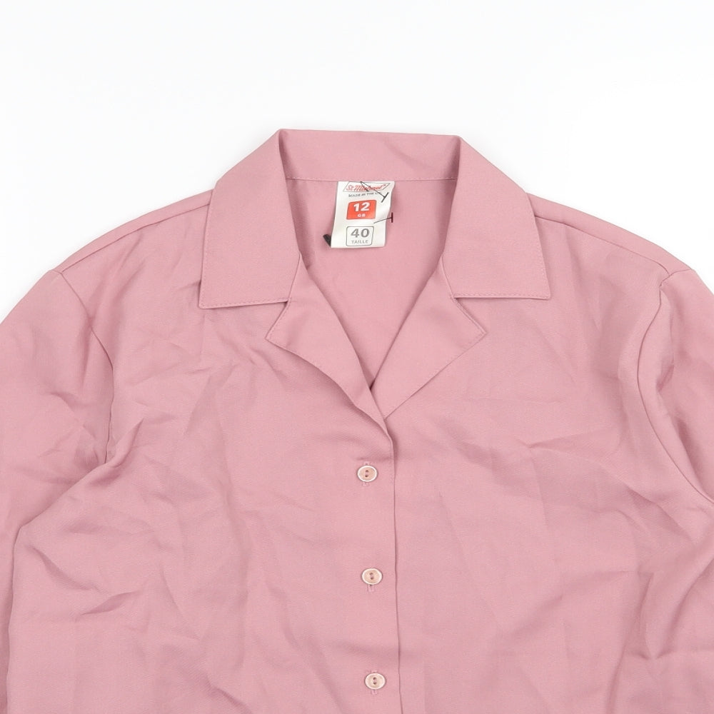 Marks and Spencer Womens Pink  Chiffon Basic Button-Up Size 12