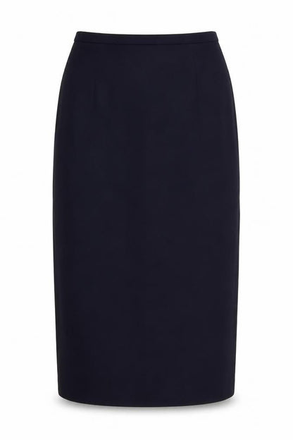 Front view of Talbots women’s blue chiffon straight & pencil skirt, size UK 8