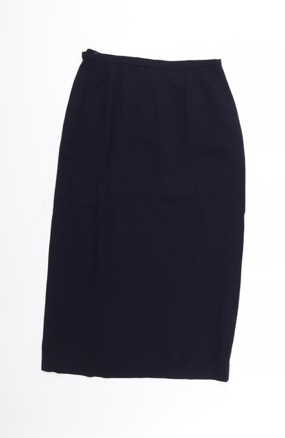 Back view of Talbots women’s blue chiffon straight & pencil skirt, size UK 8
