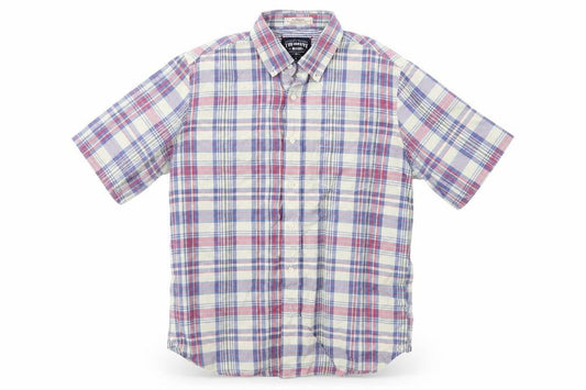 Front view of THE NEW IVY BRAND men’s multicoloured check button-up, size M