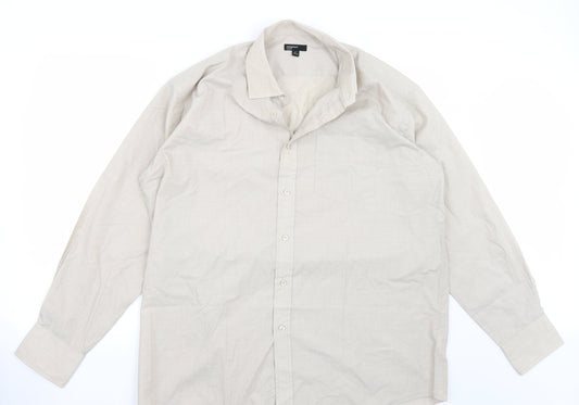 Cedar Wood Mens Beige    Button-Up Size 17