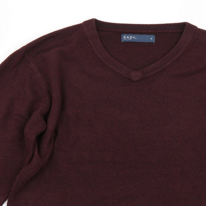Close-up detail of Easy men’s brown jumper, size S