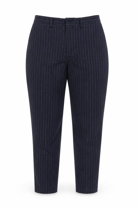 Front view of Primark women’s blue trousers, size UK 32, 27-inch leg