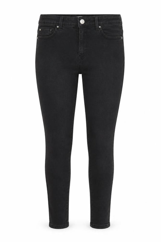 Front view of Denim & Co. women’s black skinny jeans, size UK 8, 29-inch leg