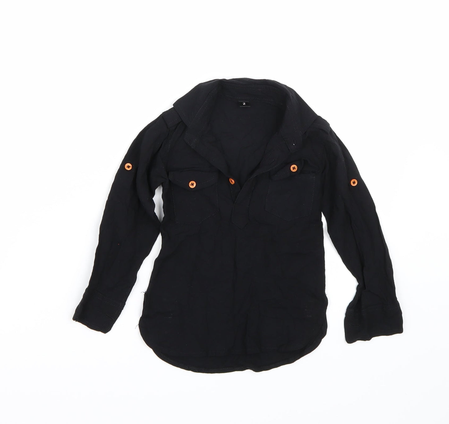 Preworn Girls Black   Basic Blouse Size 2 Years
