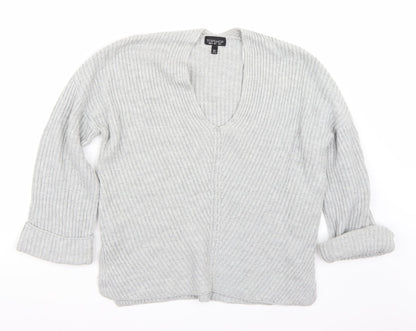 Front view of Topshop women’s grey jumper, size UK 6