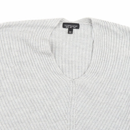 Close-up detail of Topshop women’s grey jumper, size UK 6