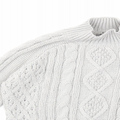 Close-up detail of Tu women’s grey knit jumper, size UK 8