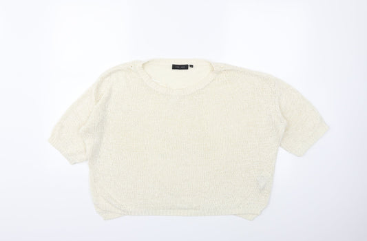 New Look Womens White  Knit Pullover Jumper Size 12