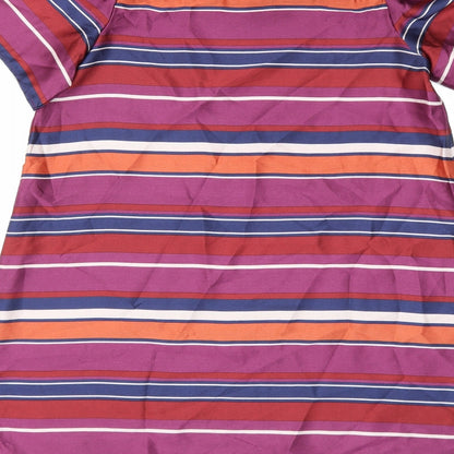 Brand and care label for New Look women’s purple striped shift, size UK 10