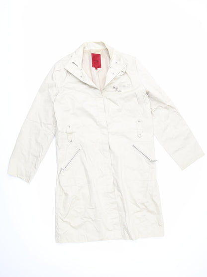 Additional front view of John women’s beige overcoat coat, size UK 12