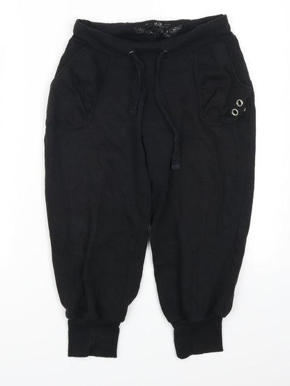 Front view of Denim Co women’s black sweatpants, size UK 8