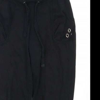 Close-up detail of Denim Co women’s black sweatpants, size UK 8