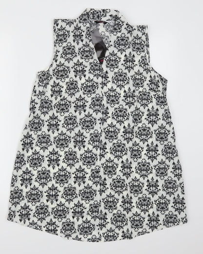 Additional front view of Peacocks women’s white batik sheath, size M