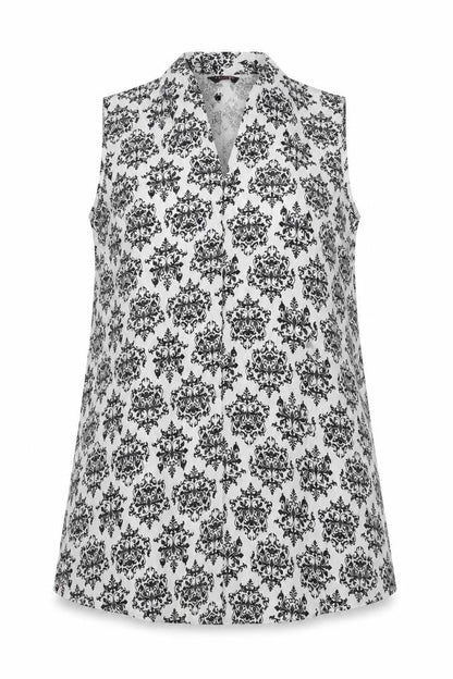 Front view of Peacocks women’s white batik sheath, size M