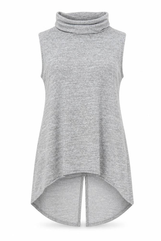 Front view of Preworn women’s grey tunic t-shirt, size UK 12