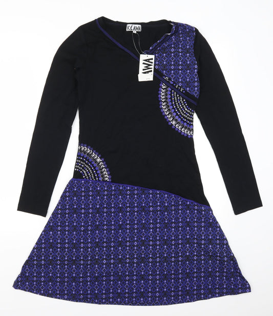 Kaewa Womens Purple Geometric  A-Line  Size S