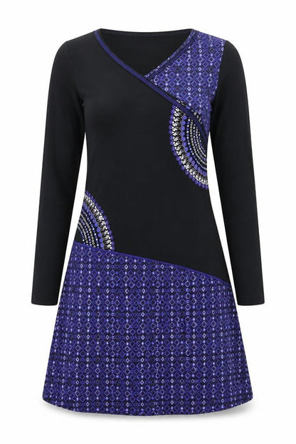 Front view of Kaewa women’s purple geometric a-line, size S