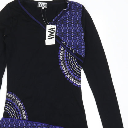 Close-up detail of Kaewa women’s purple geometric a-line, size S