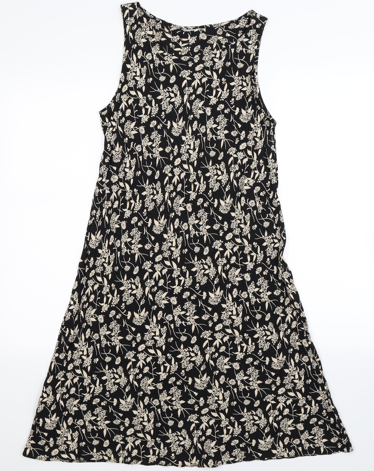 Preworn Womens Black Floral  Bodycon  Size 14