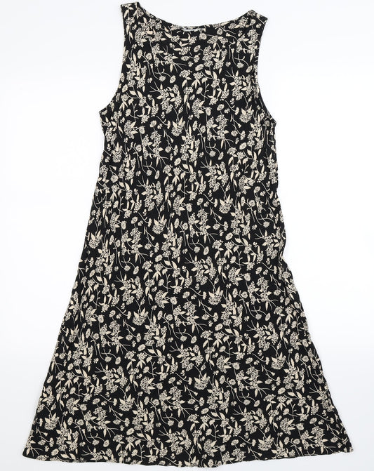 Preworn Womens Black Floral  Bodycon  Size 14
