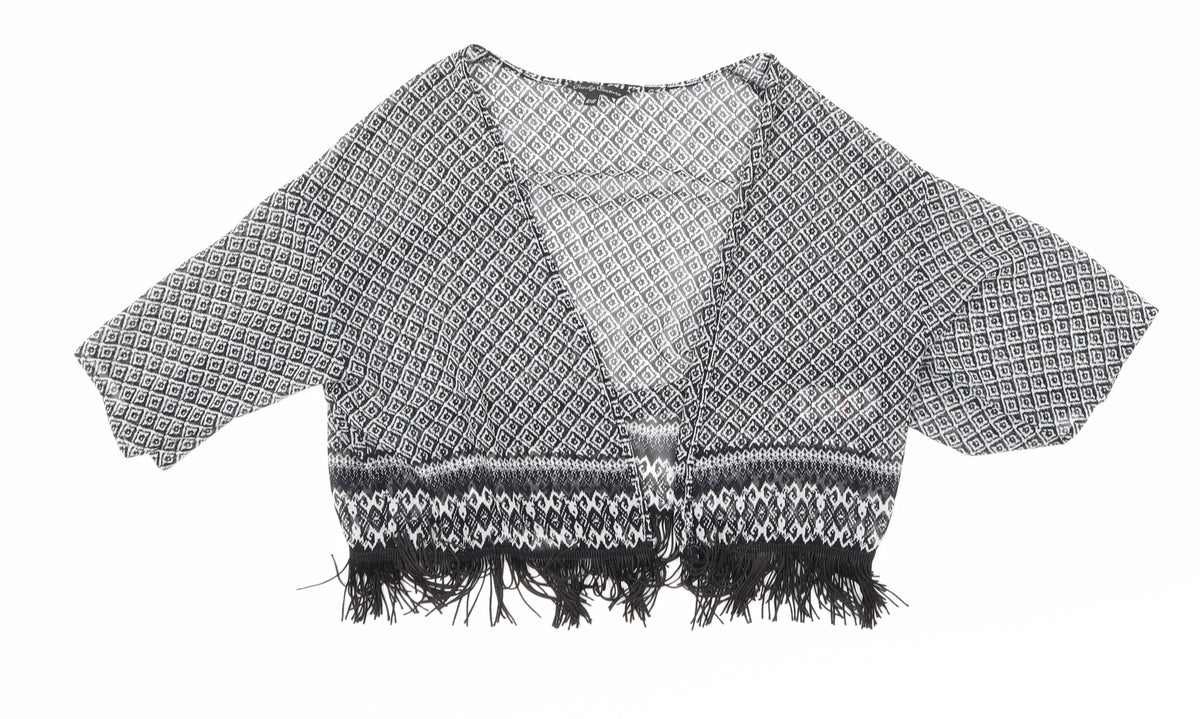 Candy Couture Girls Black Geometric  Basic Blouse Size 10-11 Years