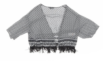 Additional front view of Candy Couture girls’ black geometric basic blouse, size 10-11, years