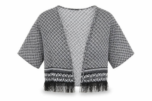 Front view of Candy Couture girls’ black geometric basic blouse, size 10-11, years
