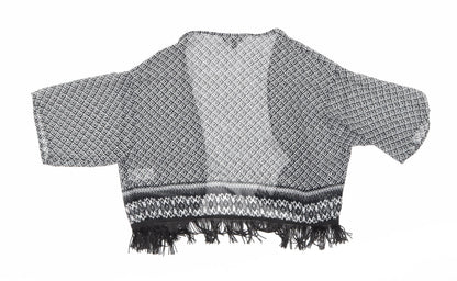 Back view of Candy Couture girls’ black geometric basic blouse, size 10-11, years