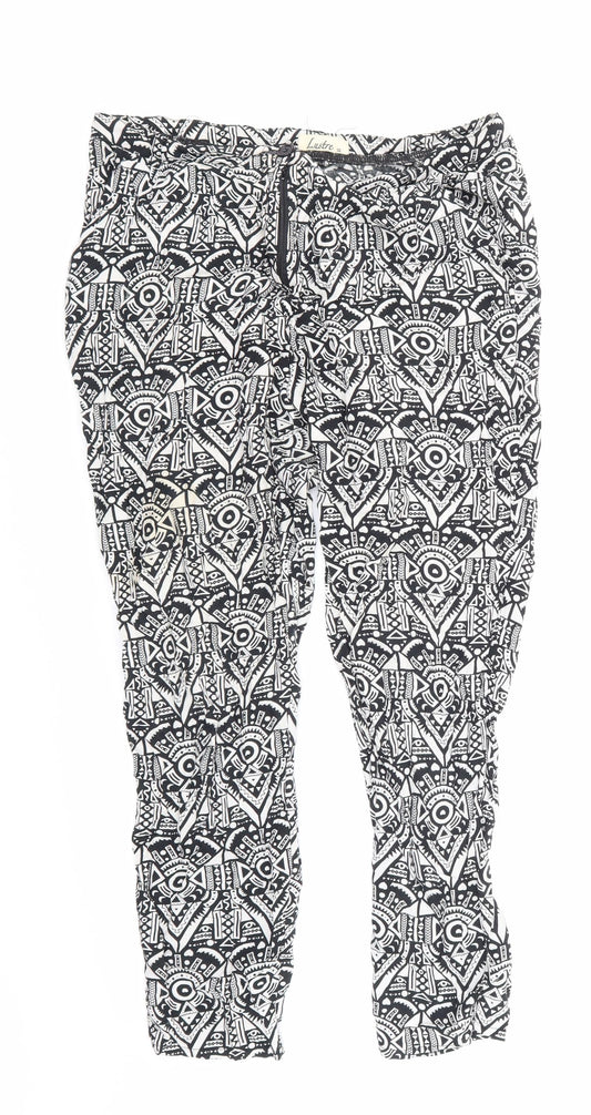 Lustre Womens Black Geometric  Trousers  Size 14 L24 in