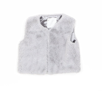Front view of Young Dimension girls’ grey gilet coat, size 2-3, years