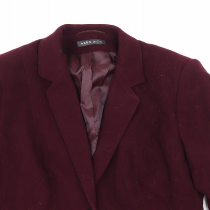 Close-up detail of Alex & Co women’s purple jacket, size UK 16