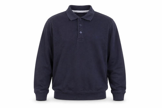 Front view of Lincoln men’s blue pullover hoodie, size M