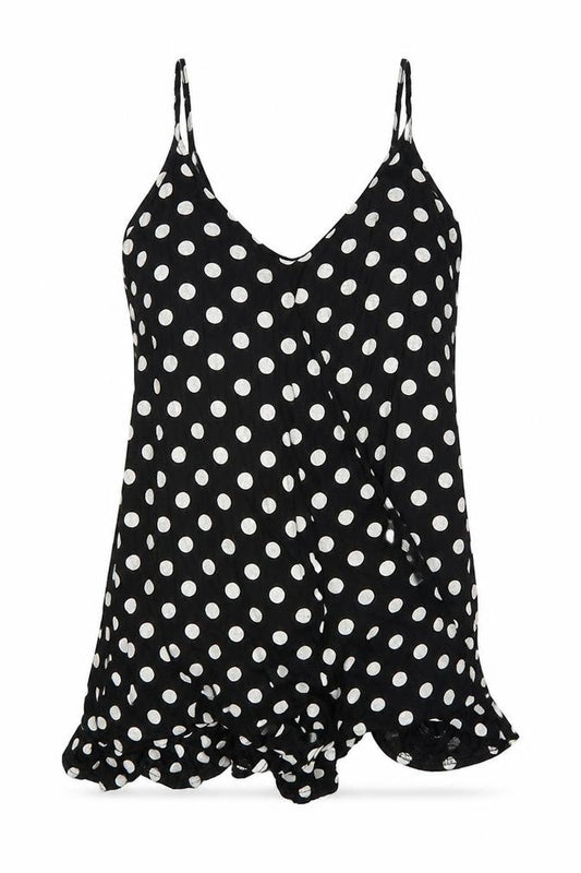 PRETTYLITTLETHING Womens Black Polka Dot  Basic Tank Size 8