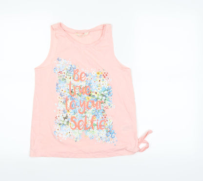 Additional front view of H&M girls’ pink basic tank, size 11, years