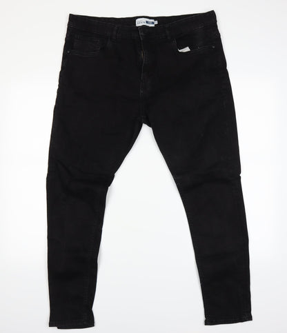 Additional front view of Easy Denim women’s black straight jeans, size UK 38, 30-inch leg