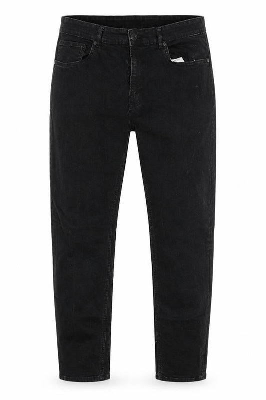 Front view of Easy Denim women’s black straight jeans, size UK 38, 30-inch leg