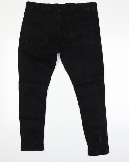 Back view of Easy Denim women’s black straight jeans, size UK 38, 30-inch leg
