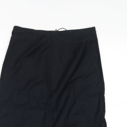 Close-up detail of Warehouse women’s black straight & pencil skirt, size UK 10