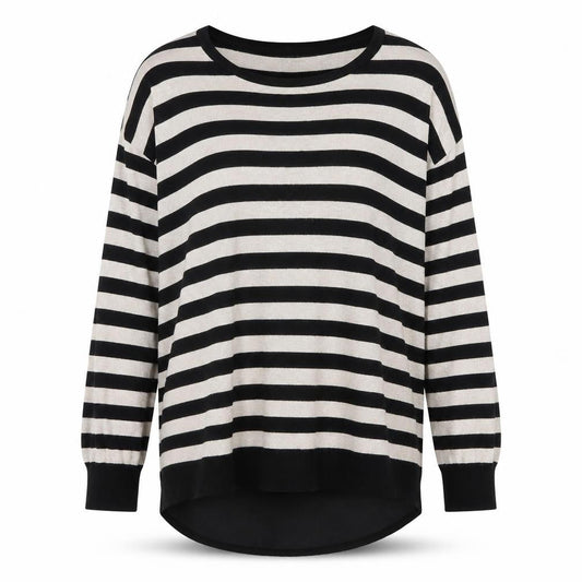Front view of The Collection women’s white striped basic t-shirt, size UK 10