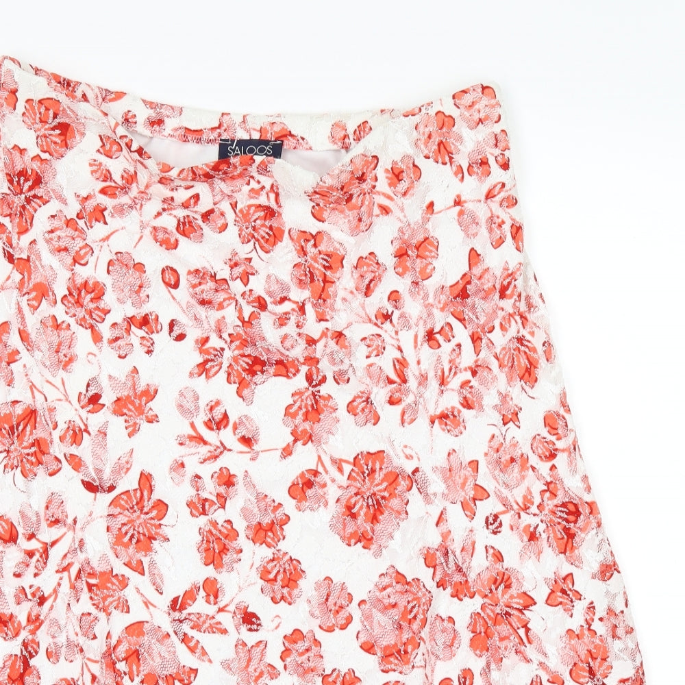 Saloos Womens Red Floral  A-Line Skirt Size XL