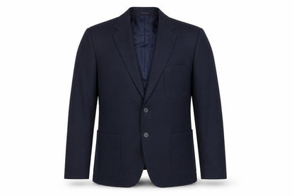 Front view of Russel men’s blue jacket, size 40