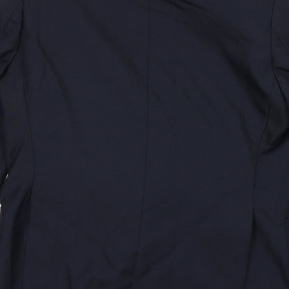 Brand and care label for Russel men’s blue jacket, size 40