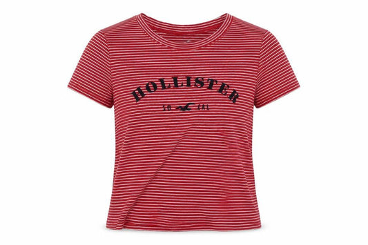 Hollister Womens Red Striped  Basic T-Shirt Size XS