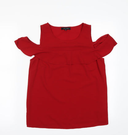 Additional front view of New Look women’s red basic blouse, size UK 10